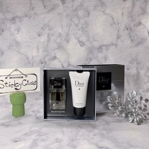 Dior Homme EDT Gift Set-Travel Spray 10ml&Shower Gel 20ml-2pc-Silver BOXED-NEW